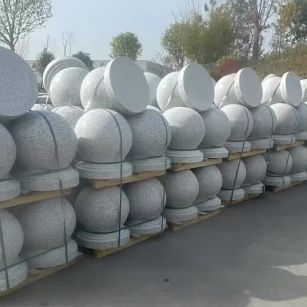 金华 白麻花岗岩石材圆球，石球，挡车球，隔离球，景观石球，风水球等