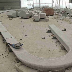 金华 芝麻白花岗岩弧形花坛石，坐凳石