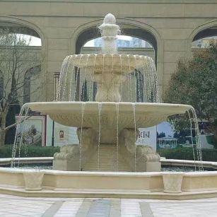 金华 黄金麻花岗岩异型加工——户外庭院石雕流水喷泉