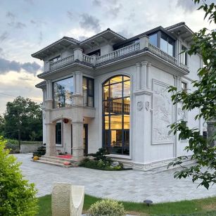 金华 白麻花岗岩私人别墅干挂石材豪华定制