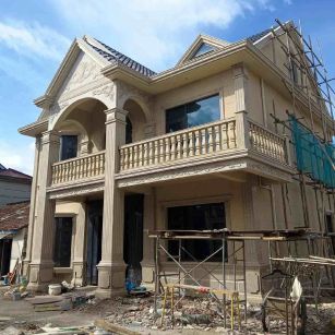 金华 黄金麻花岗岩石材私人别墅雕花门楼柱阳台栏杆