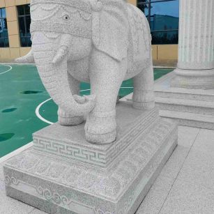 金华 白麻花岗岩动物异形石雕-大象