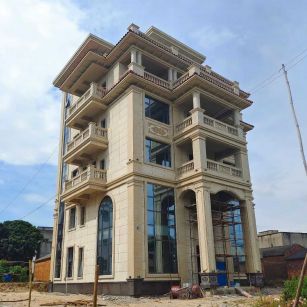 金华 黄金麻花岗岩石材别墅外墙干挂搭配（雕花栏杆花瓶柱门楼罗马柱）