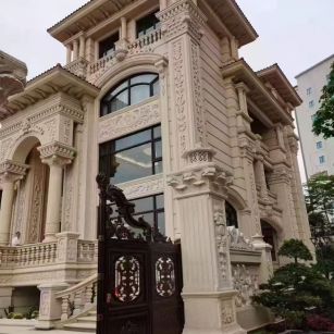 金华 黄金麻花岗岩别墅外墙干挂效果展示