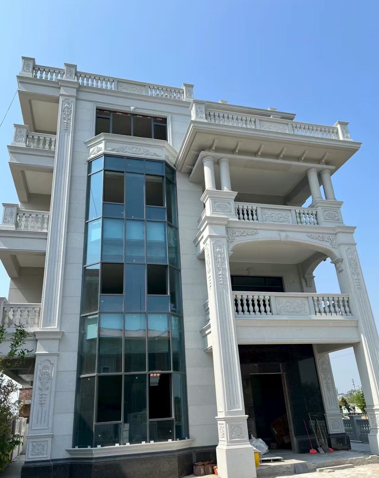 金华 白麻花岗岩别墅外墙干挂效果展示